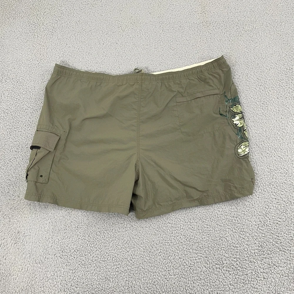 Vintage‎ Big Dogs Swim Trunks Men 2XL Olive Hibiscus Beach Surf Cargo